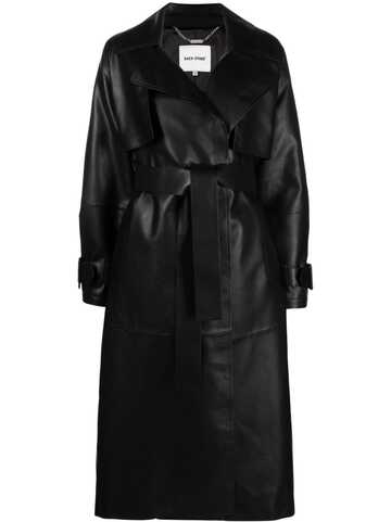 each x other faux leather trench coat - black