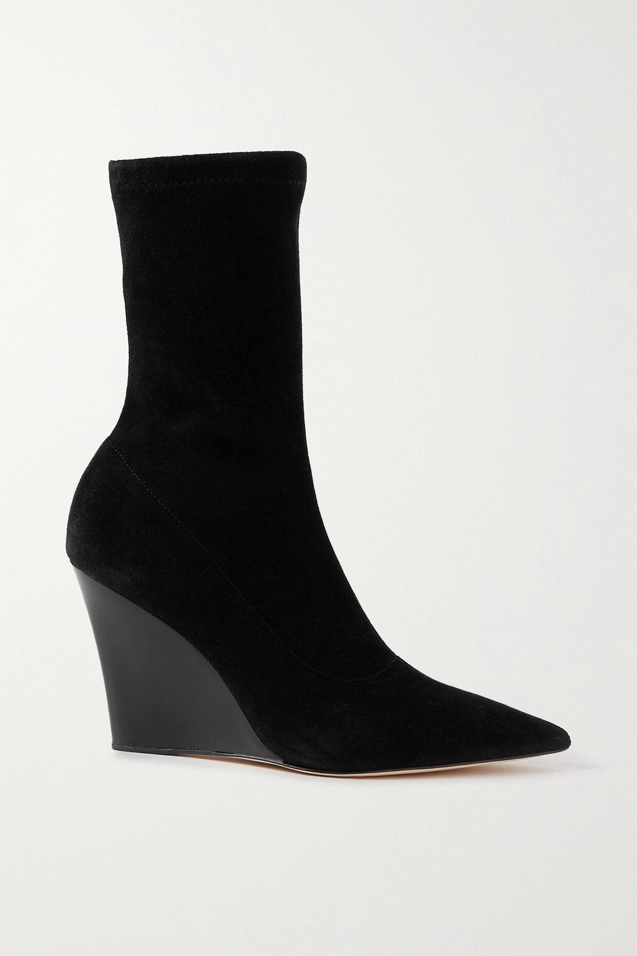Paris Texas - Wanda Suede Wedge Ankle Boots - Black