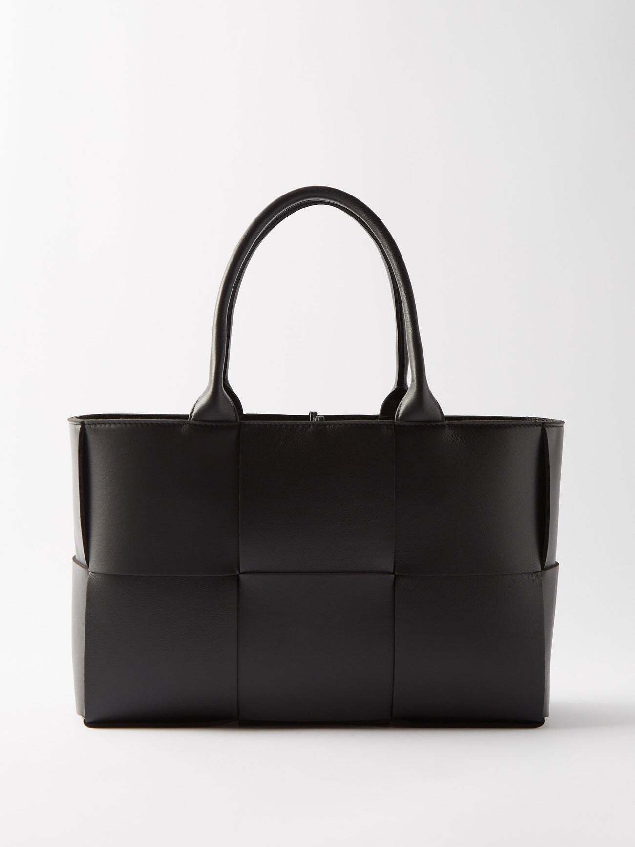 Bottega Veneta - Arco Small Intrecciato-leather Tote Bag - Womens - Black