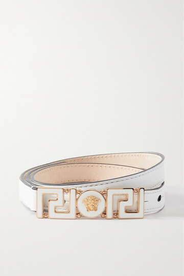 versace - embellished leather belt - white