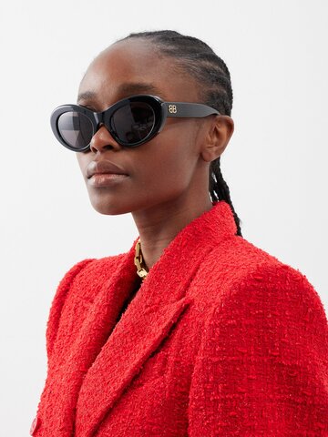balenciaga eyewear - dynasty oval acetate sunglasses - womens - black