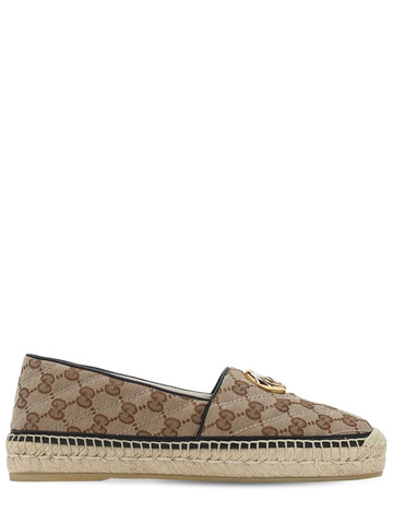 gucci 20mm pilar quilted canvas espadrilles in black / brown