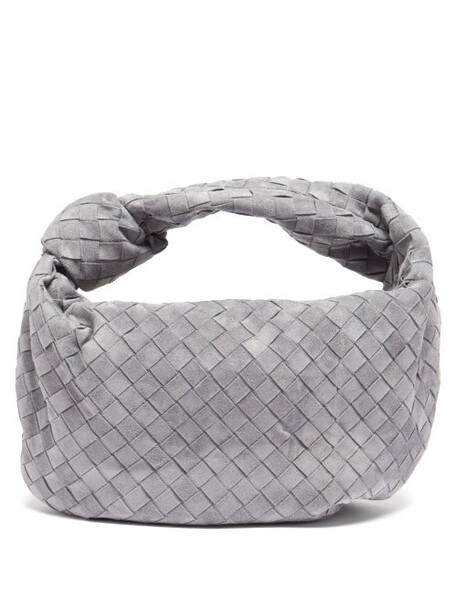 Bottega Veneta - Jodie Medium Intrecciato-suede Shoulder Bag - Womens - Grey