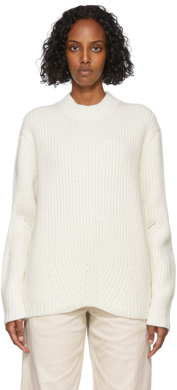 System White Rib Knit Crewneck Sweater in ivory