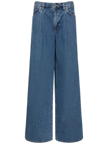 goldsign the atticus wide leg cotton jeans in blue