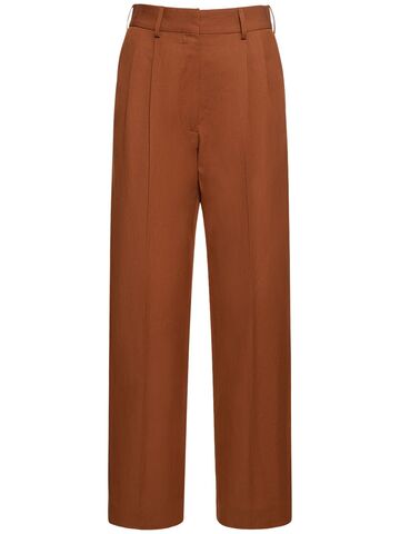 blazé milano dojo rust fox linen blend pants in brown