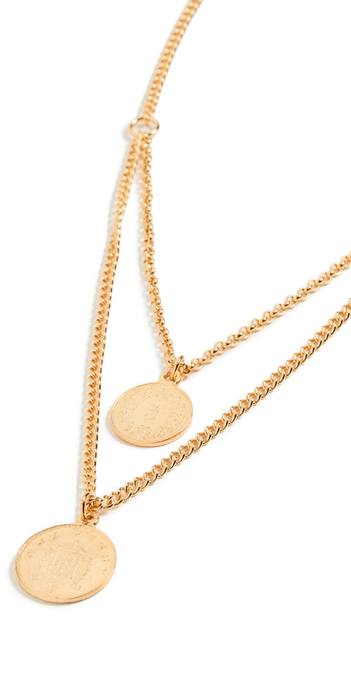 Ben-Amun 2 Row Chain Necklace with Coins in gold