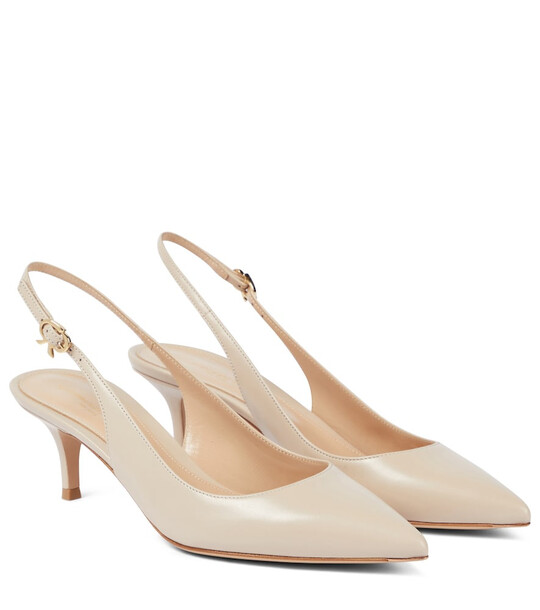 Gianvito Rossi Ribbon Sling leather slingback pumps in beige