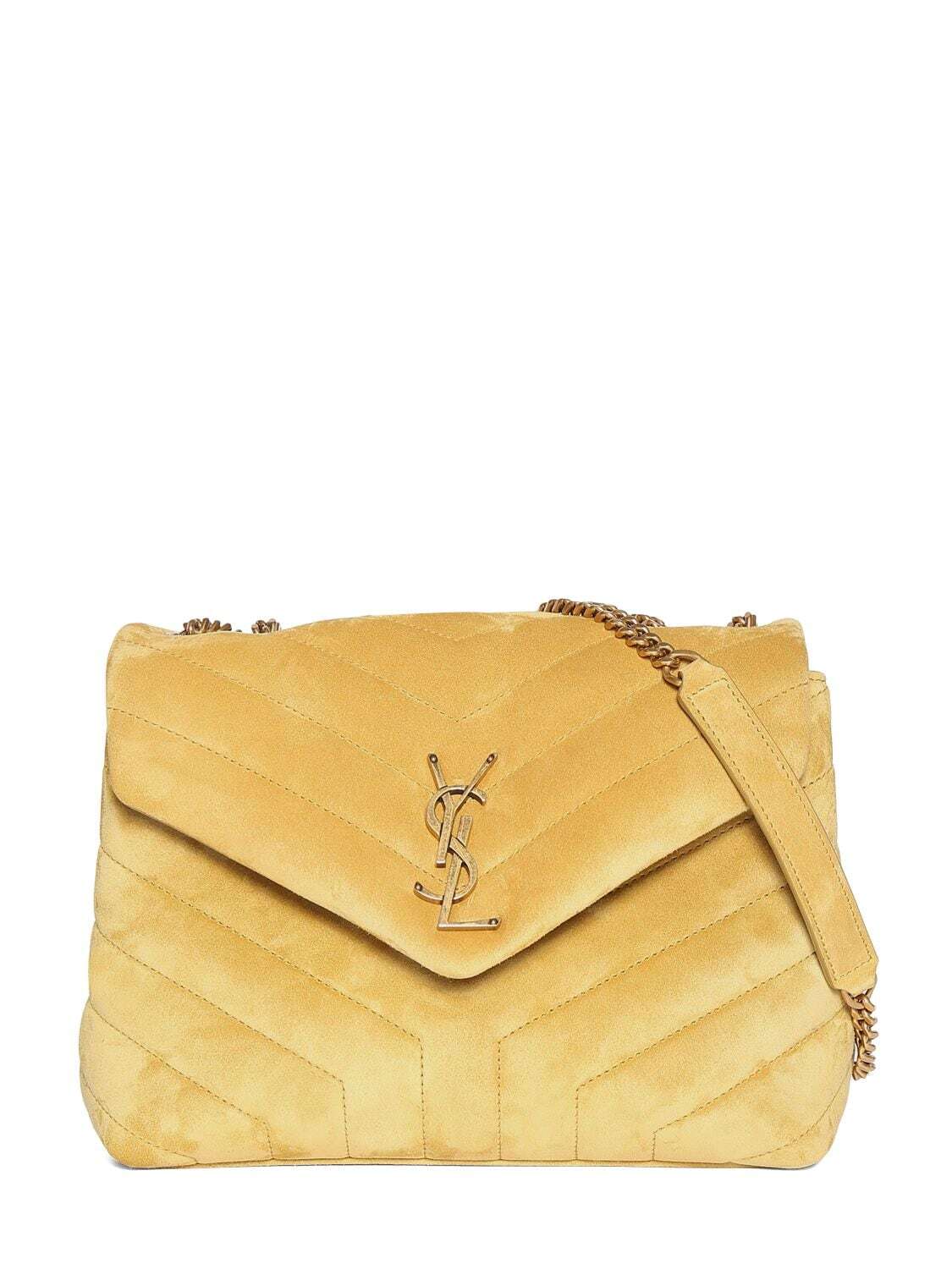 SAINT LAURENT Small Loulou Monogram Quilted Suede Bag