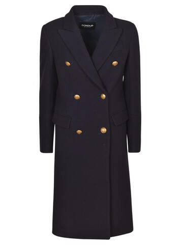 Dondup Classic Double-breasted Plain Coat in blue
