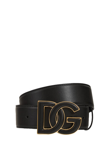 DOLCE & GABBANA 4cm Dg Leather Belt in black
