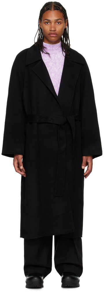 low classic black notched lapel coat