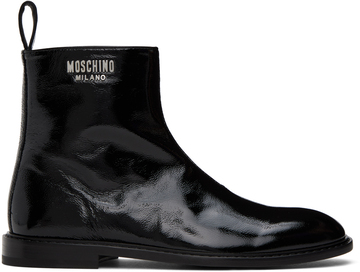 moschino black crinkled boots