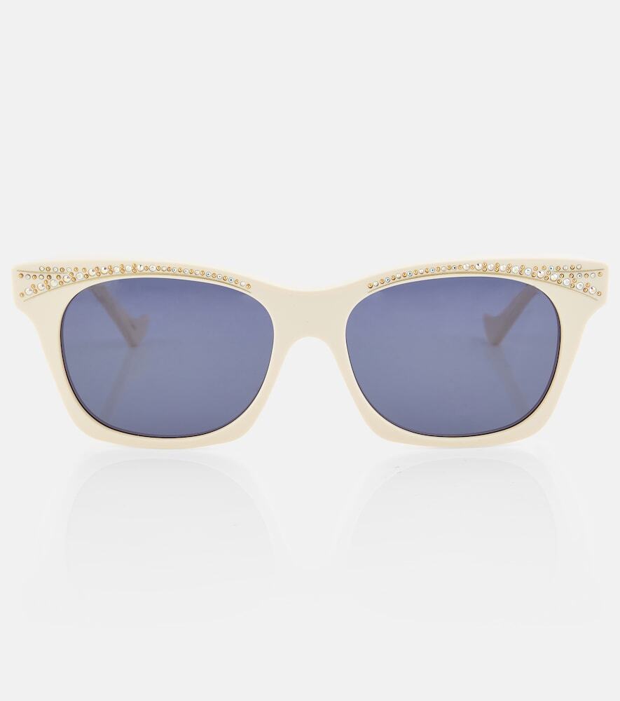 Gucci Embellished rectangular sunglasses in white