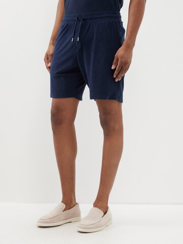 frescobol carioca - augusto cotton-blend terry shorts - mens - navy
