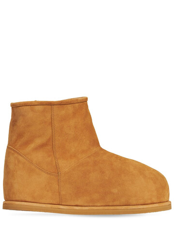 AMINA MUADDI 35mm Heidi Suede & Shearling Ankle Boots in camel