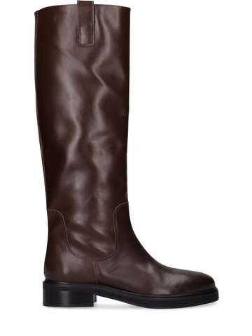 aeyde 45mm henry leather tall boots in brown