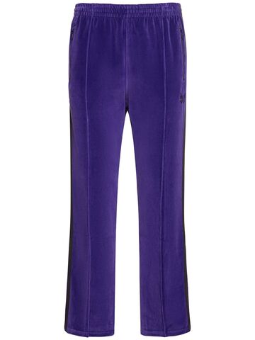 needles logo velour track pants in purple