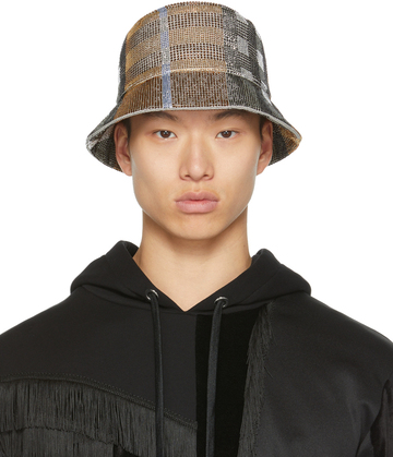 burberry beaded check bucket hat in sand