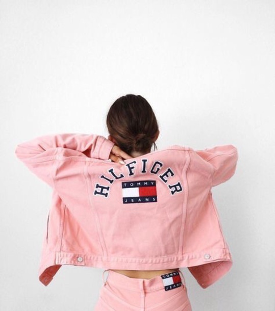 tommy hilfiger pink denim jacket