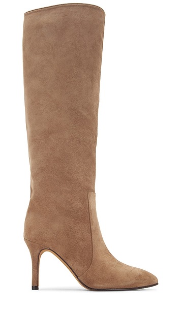 TORAL Suede Tall Boot in Taupe in brown
