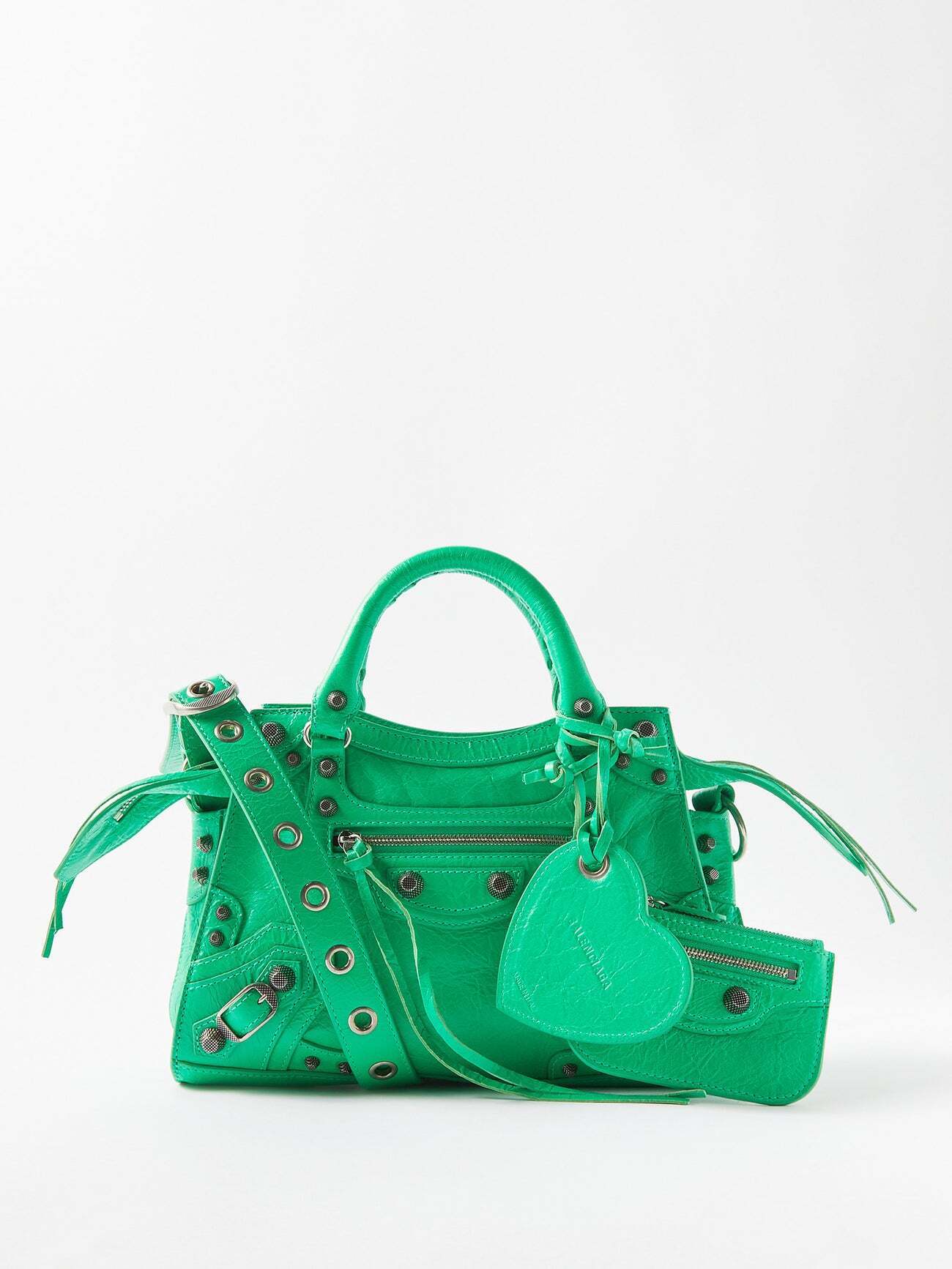 Balenciaga - Neo Cagole Xs Studded Leather Cross-body Bag - Womens - Green