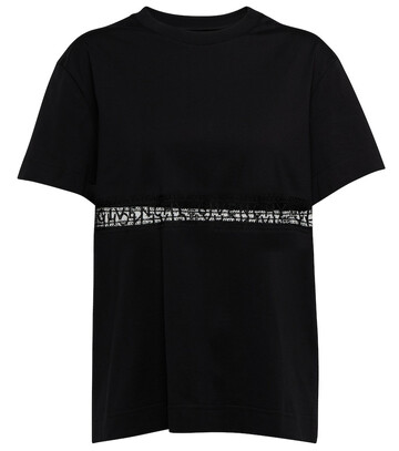 givenchy lace-trimmed cotton jersey t-shirt in black