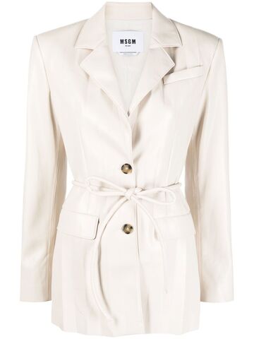 msgm pleated faux leather jacket - neutrals