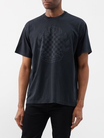 burberry - logo-print cotton-jersey t-shirt - mens - black