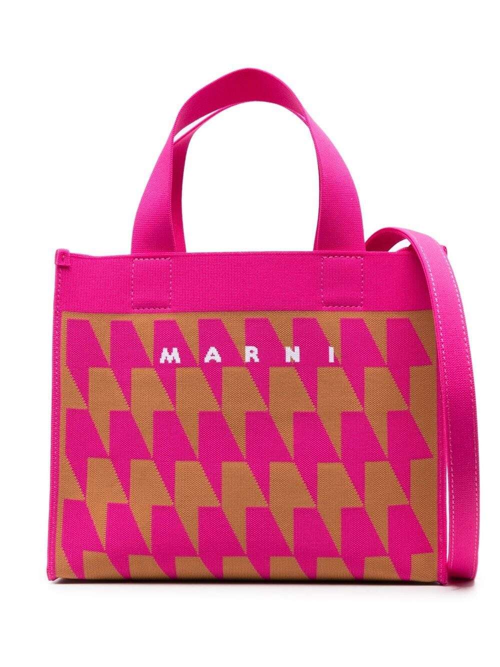 Marni small houndstooth-print tote bag - Pink