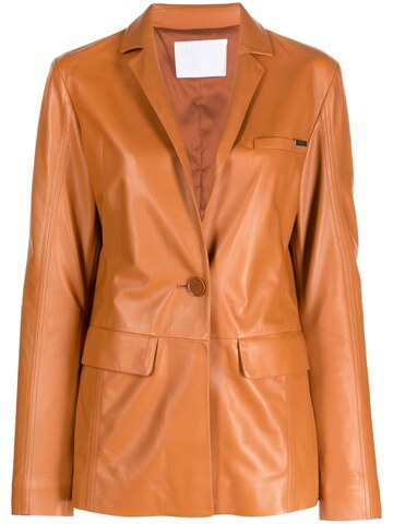 drome single-breasted leather blazer - brown
