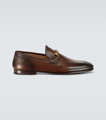 gucci jordaan leather loafers in brown