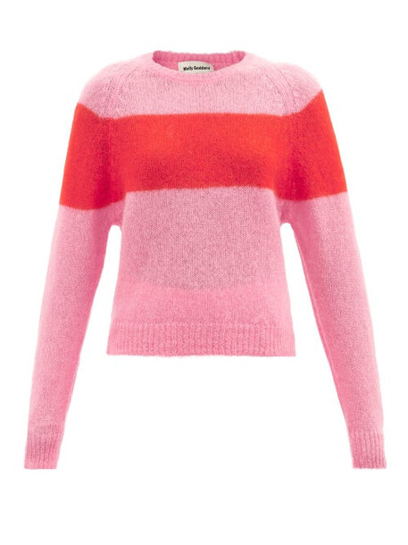 Molly Goddard - Sofia Stripe-intarsia Mohair-blend Sweater - Womens - Pink Multi