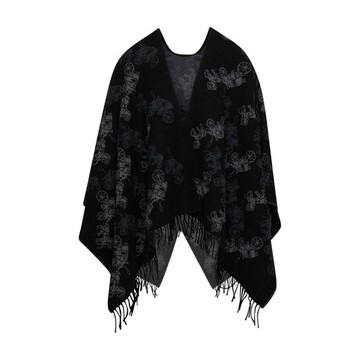 Coach Horse and Carriage Reversible Poncho in black