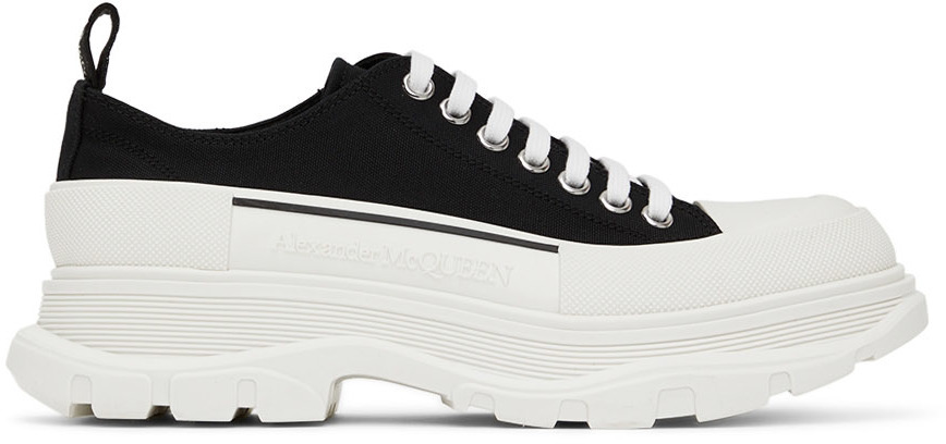 Alexander McQueen Black & White Tread Slick Sneakers