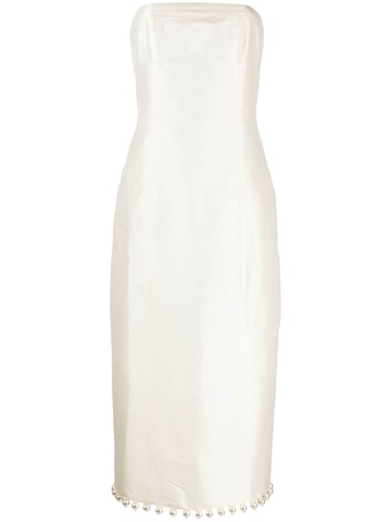 vanina lula faux pearl-embellished midi dress - white