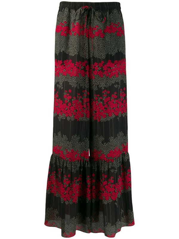 RedValentino floral flared trousers in black