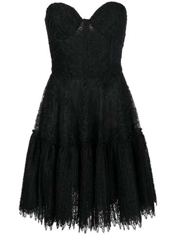 costarellos esme floral-lace dress - black