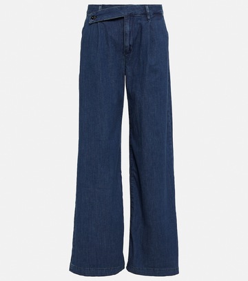 ag jeans asymmetric mid-rise wide jeans in blue
