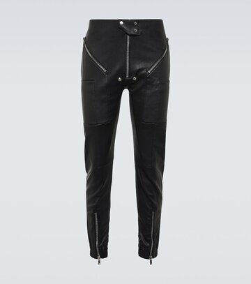 rick owens paneled leather pants in black