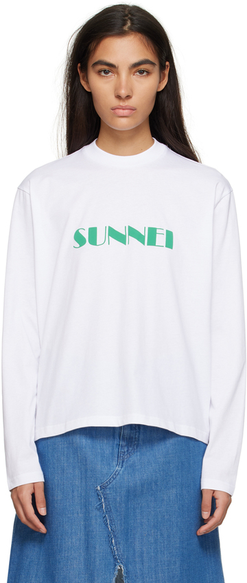 sunnei off-white printed long sleeve t-shirt