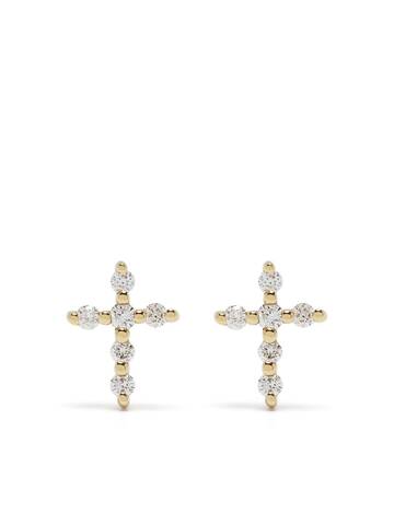djula 18kt yellow gold diamond big cross earrings
