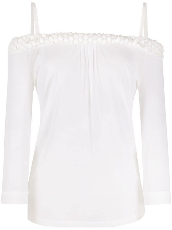 Gianfranco Ferré Pre-Owned 1990s bead-embroidery off-the-shoulder blouse in white