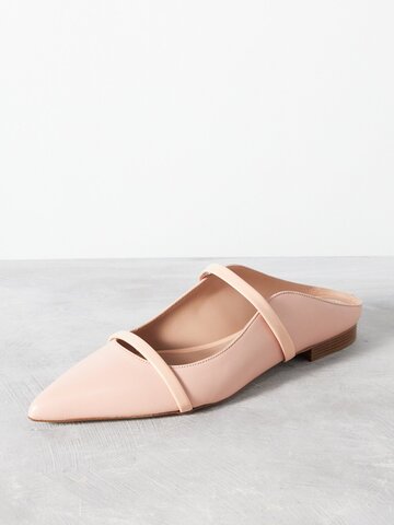 malone souliers - maureen leather backless ballet flats - womens - peach