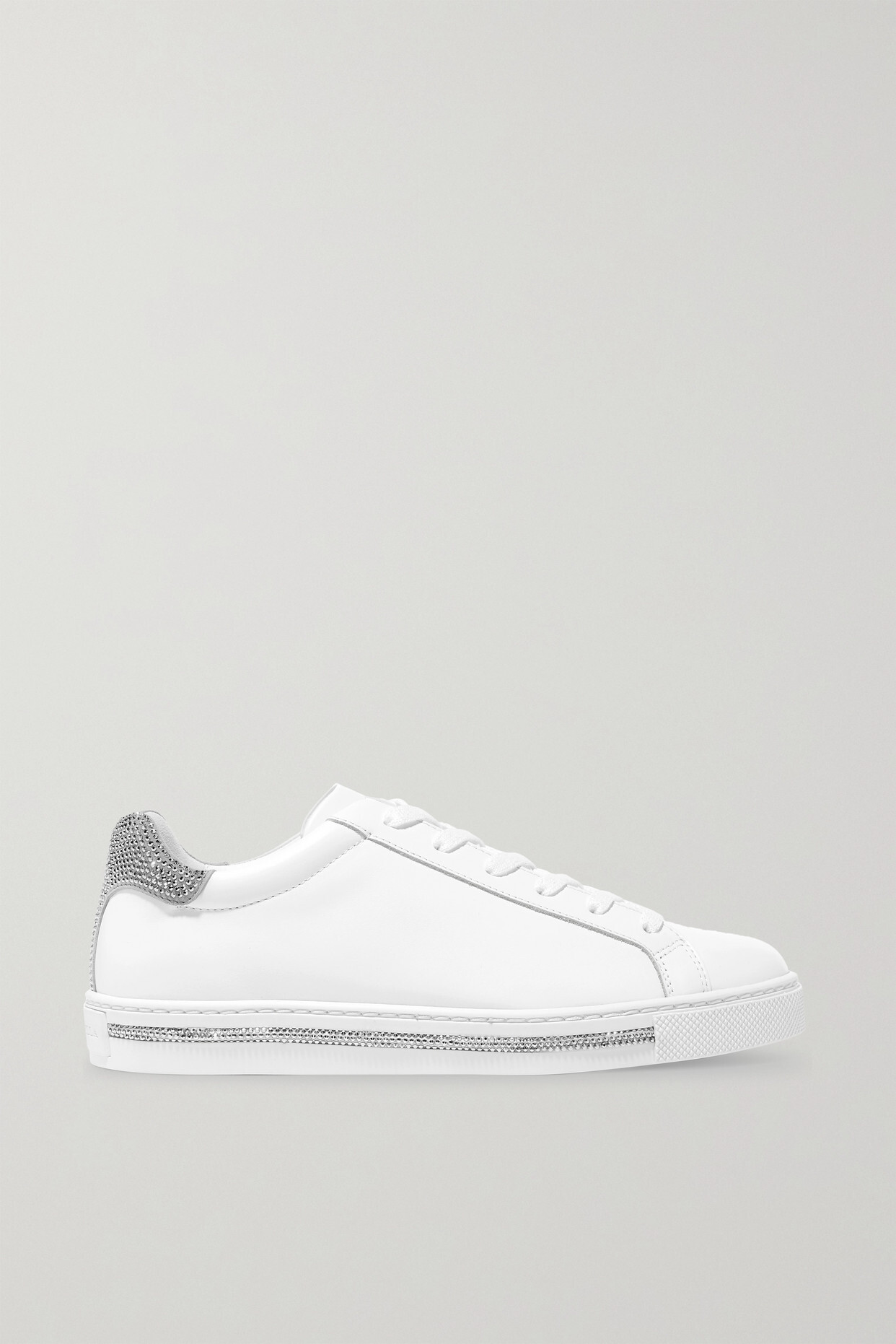 René Caovilla - Crystal-embellished Leather And Suede Sneakers - White