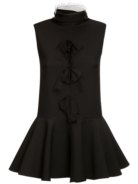 VALENTINO Wool & Silk Crepe Dress W/ Bow Details in black