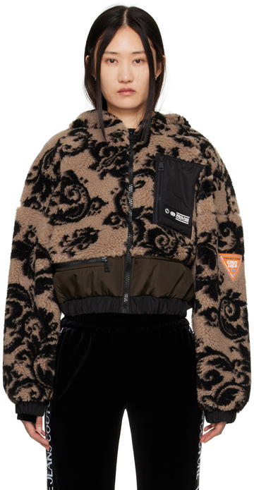 Versace Jeans Couture Brown Printed Jacket in sand