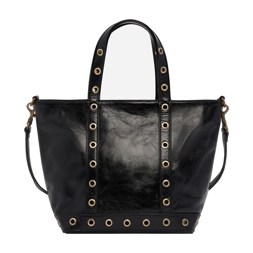 Vanessa Bruno Small crinkled leather and eyelets Cabas tote in noir