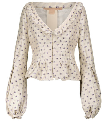 Brock Collection Floral-jacquard jacket in white