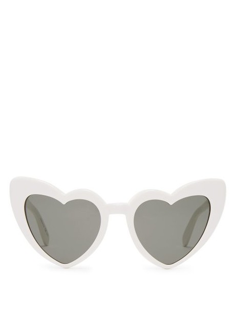 Saint Laurent - Loulou Heart Shaped Acetate Sunglasses - Womens - White
